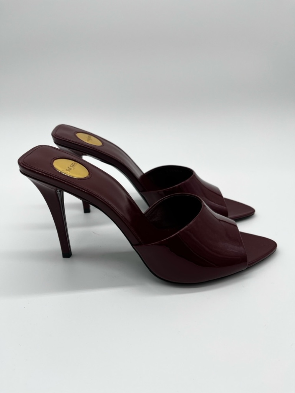 Saint Laurent Romy heeled Mules Patent Leather Stiletto Bordeaux - 8 - Picture 7 of 13